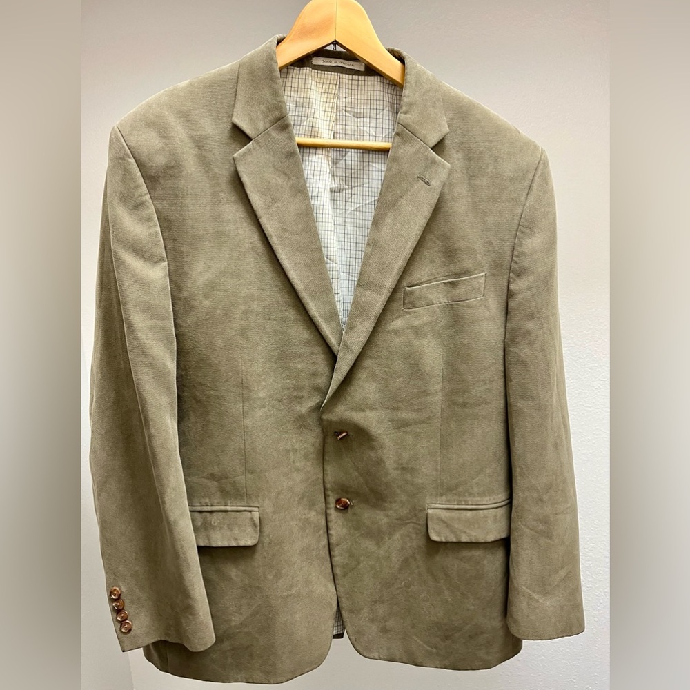 VTG LAUREN RALPH LAUREN SIZE 46R LIGHT BROWN FAUX SUEDE MEN'S SPORT COAT